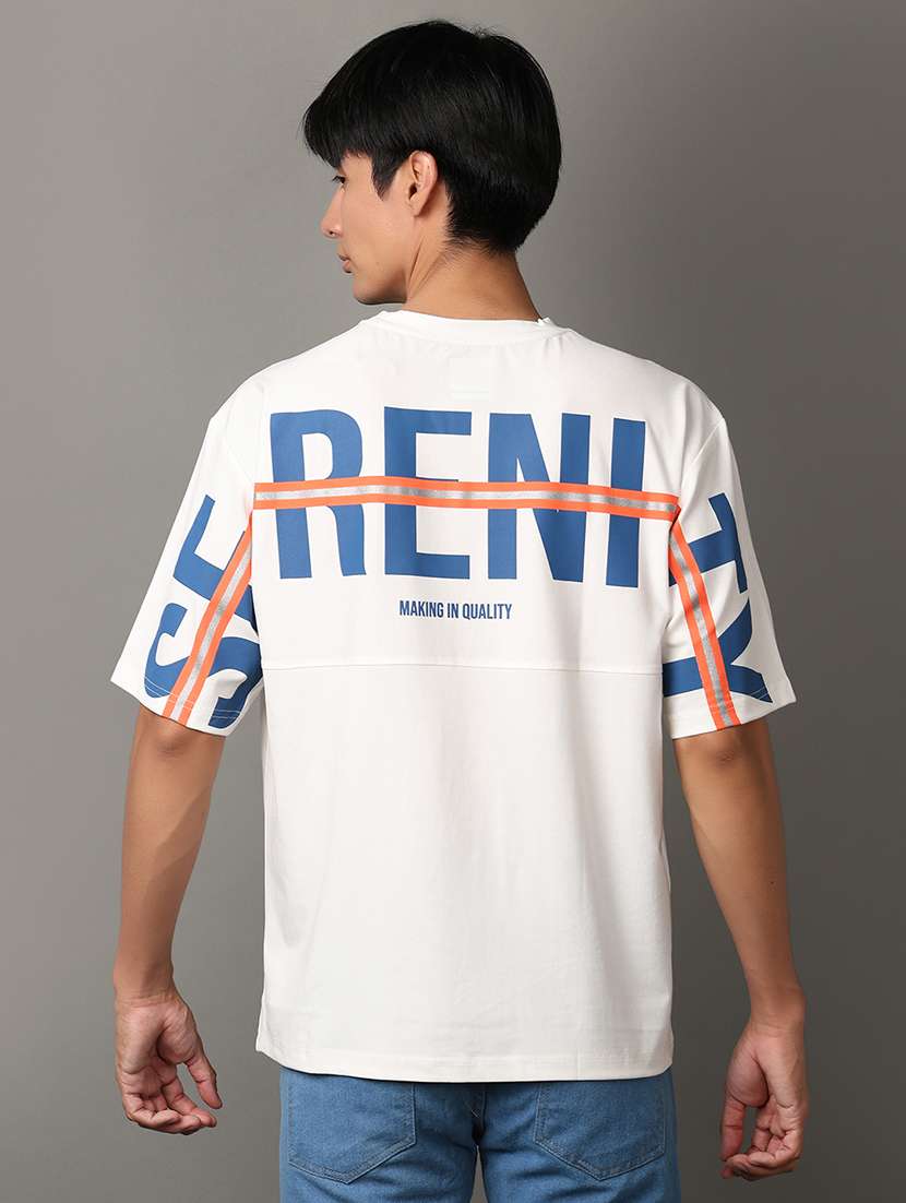 off white cotton front print tshirt - 21531512 -  Standard Image - 2