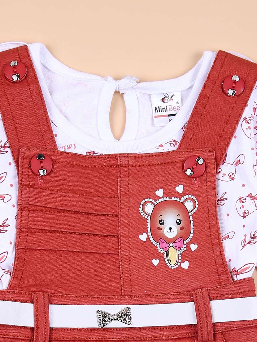 girl printed full length set with dungarees - 21531520 -  Standard Image - 2