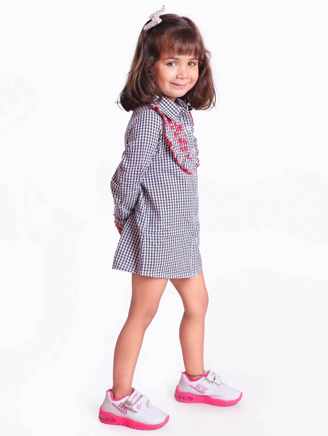 girls black embroidered shirt dress - 21531685 - Standard Image - 2