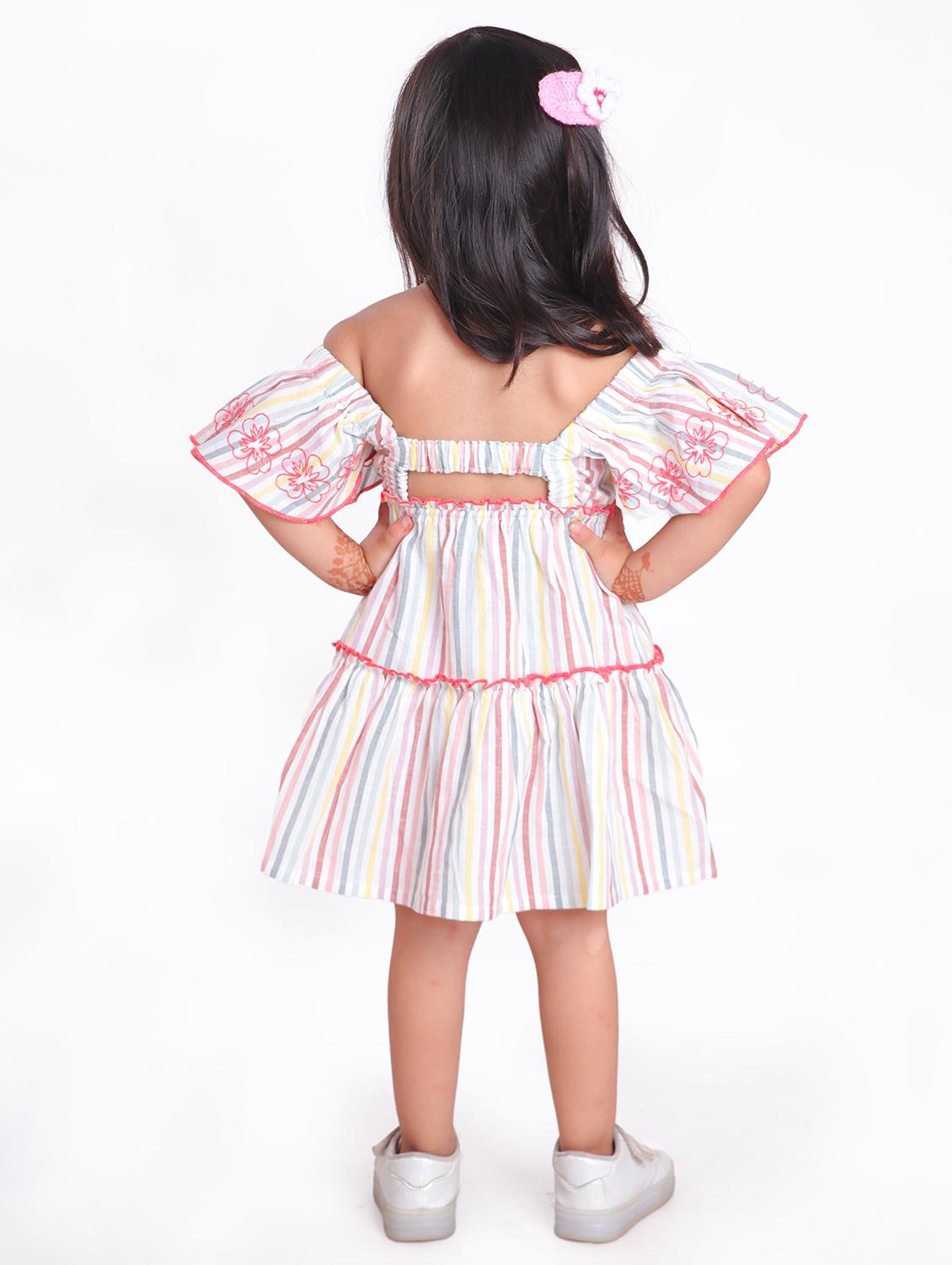 girls multicolored stripes tiered dress - 21531691 - Standard Image - 2