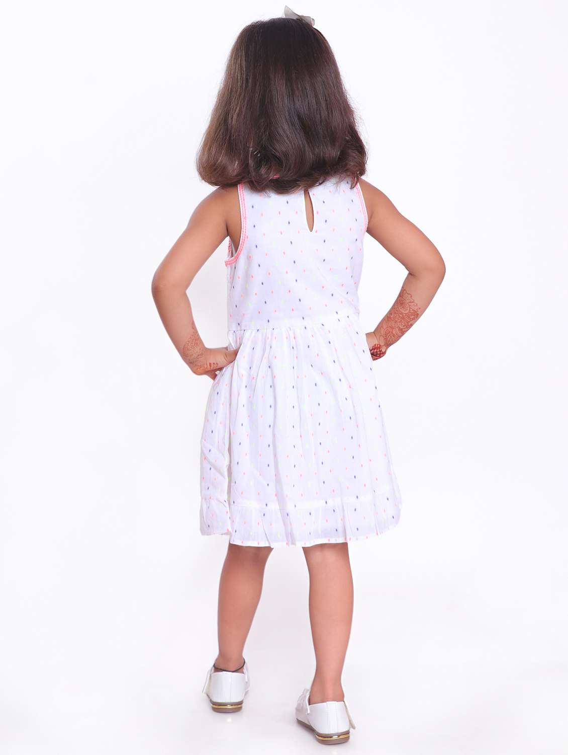 girls white embroidered fit & flare dress - 21531695 -  Standard Image - 2