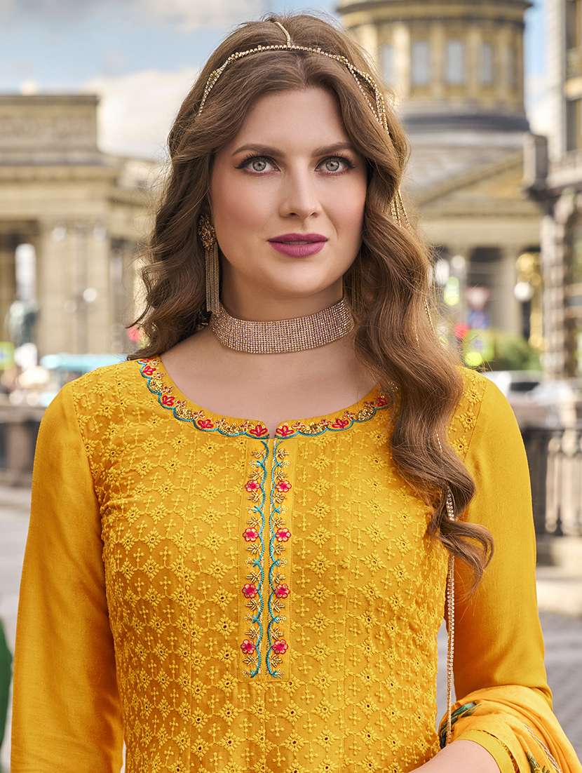 women embroidered anarkali kurta pant set with dupatta - 21531709 -  Standard Image - 2