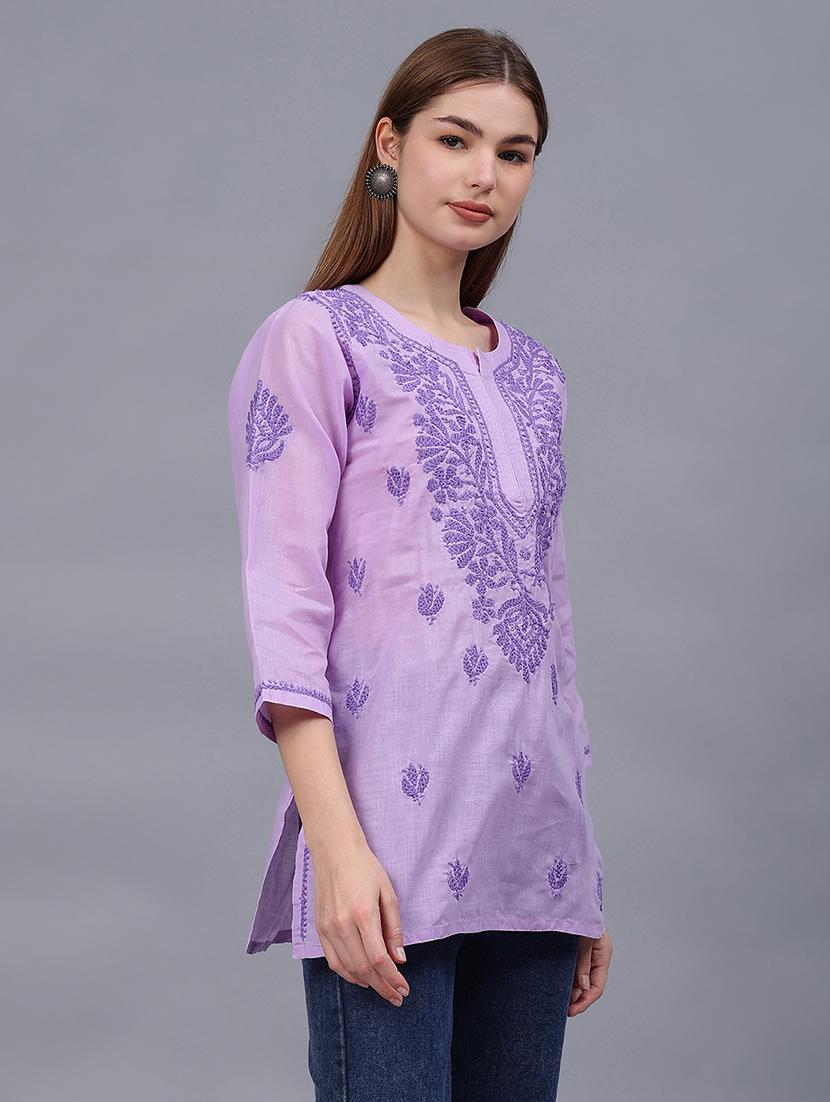 women chikankari straight kurti - 21531716 - Standard Image - 2