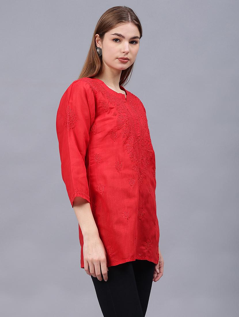 women chikankari straight kurti - 21531717 - Standard Image - 2