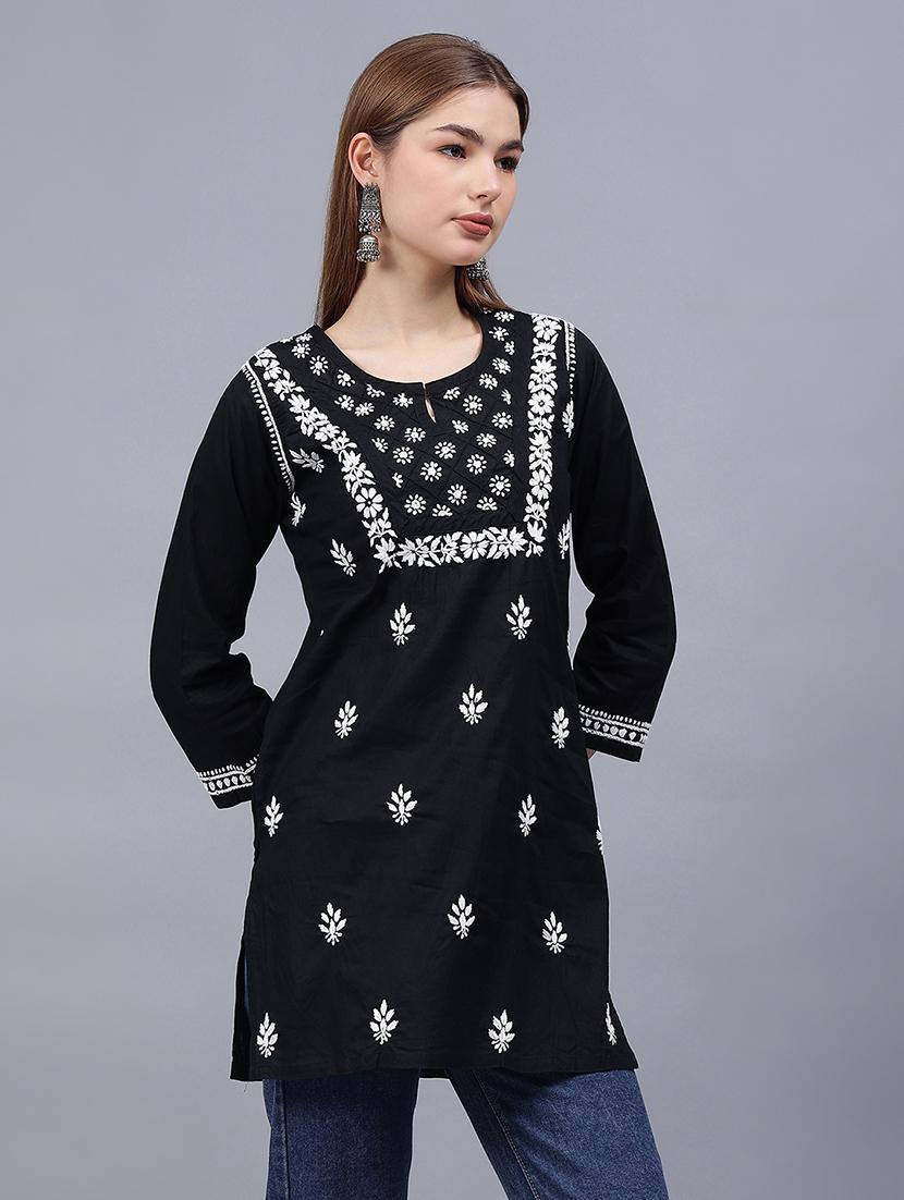 women chikankari straight kurti - 21531725 - Standard Image - 2