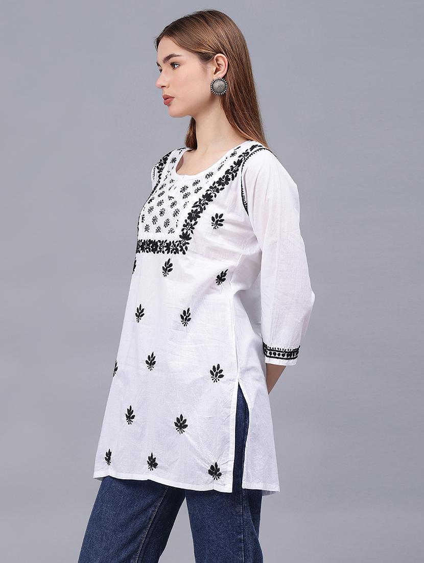 women chikankari straight kurti - 21531726 - Standard Image - 2