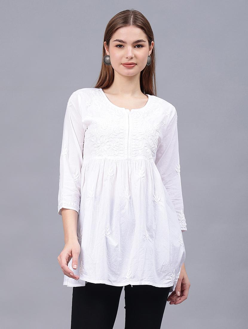 women chikankari a-line kurti - 21531734 -  Zoom Image - 0