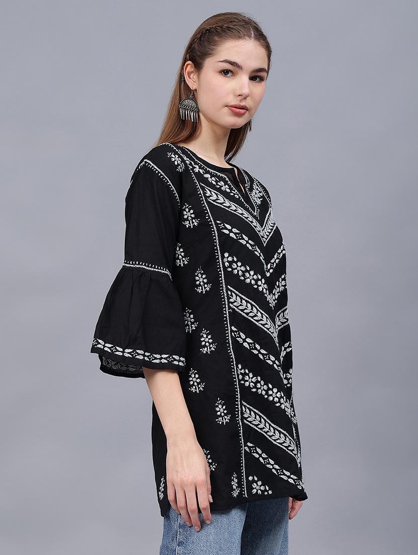women chikankari straight kurti - 21531738 - Standard Image - 2