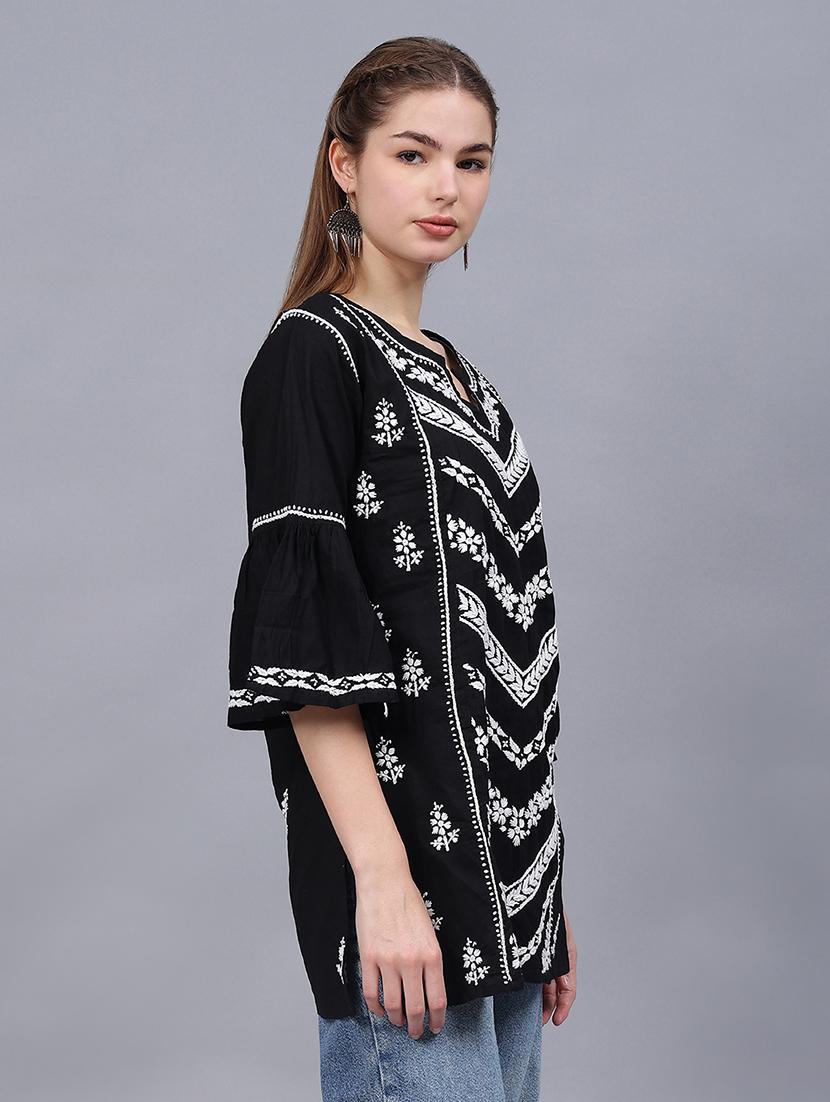 women chikankari straight kurti - 21531740 - Standard Image - 2