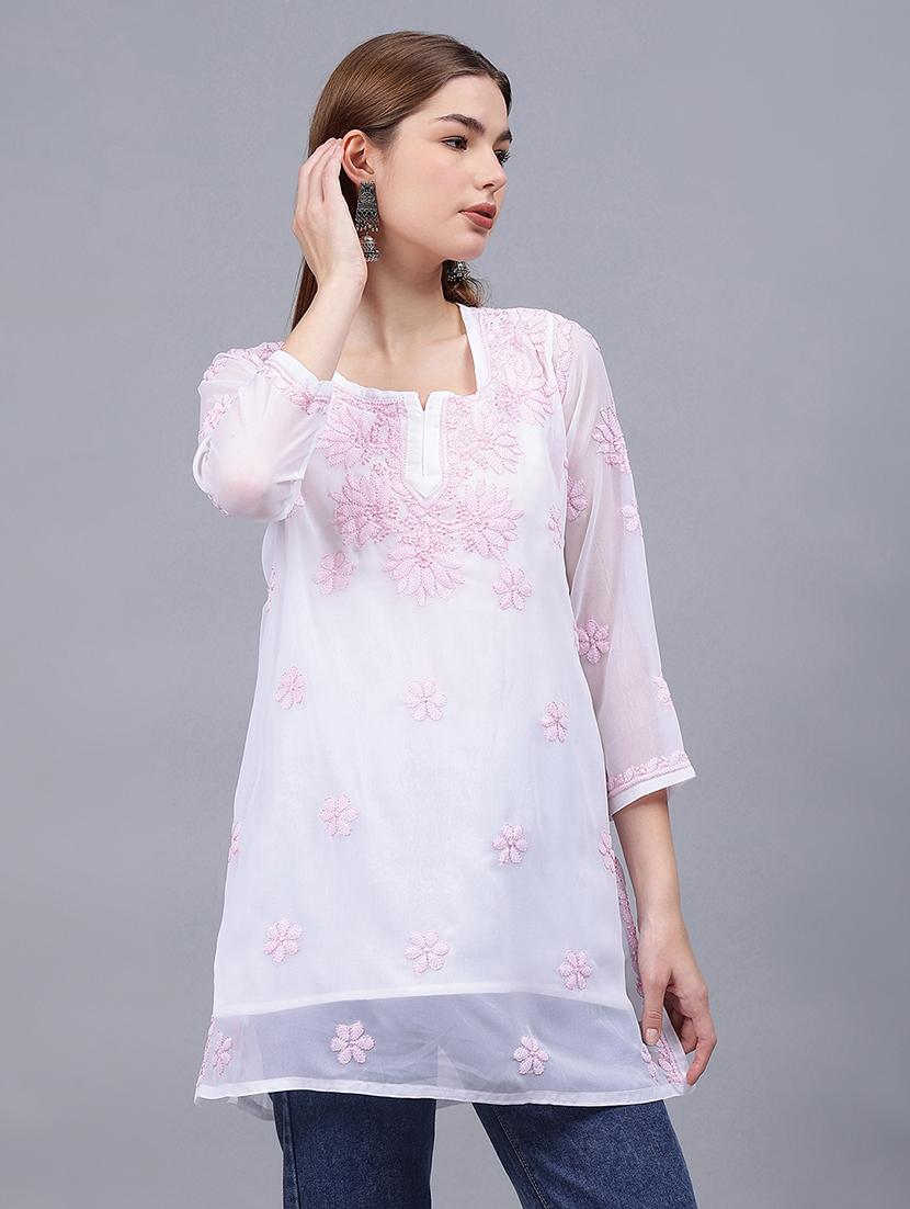women chikankari straight kurti - 21531742 - Standard Image - 2
