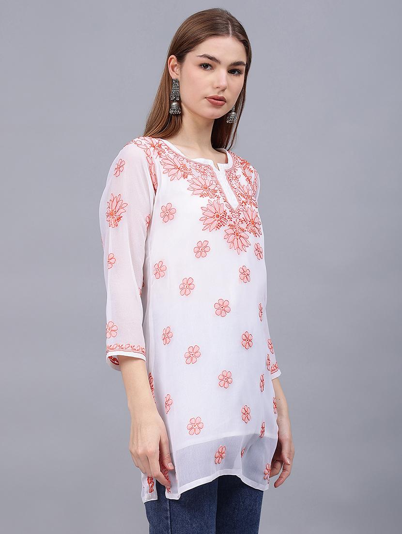 women chikankari straight kurti - 21531746 - Standard Image - 2