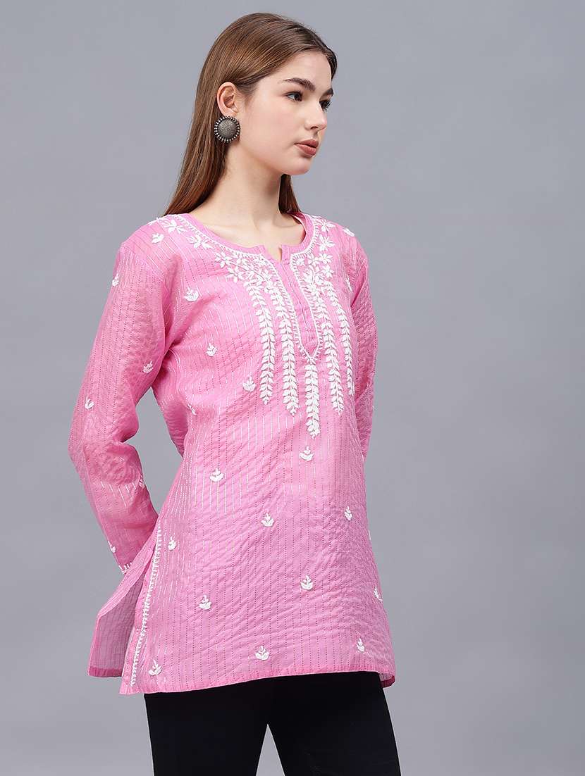 women chikankari straight kurti - 21531750 - Standard Image - 2