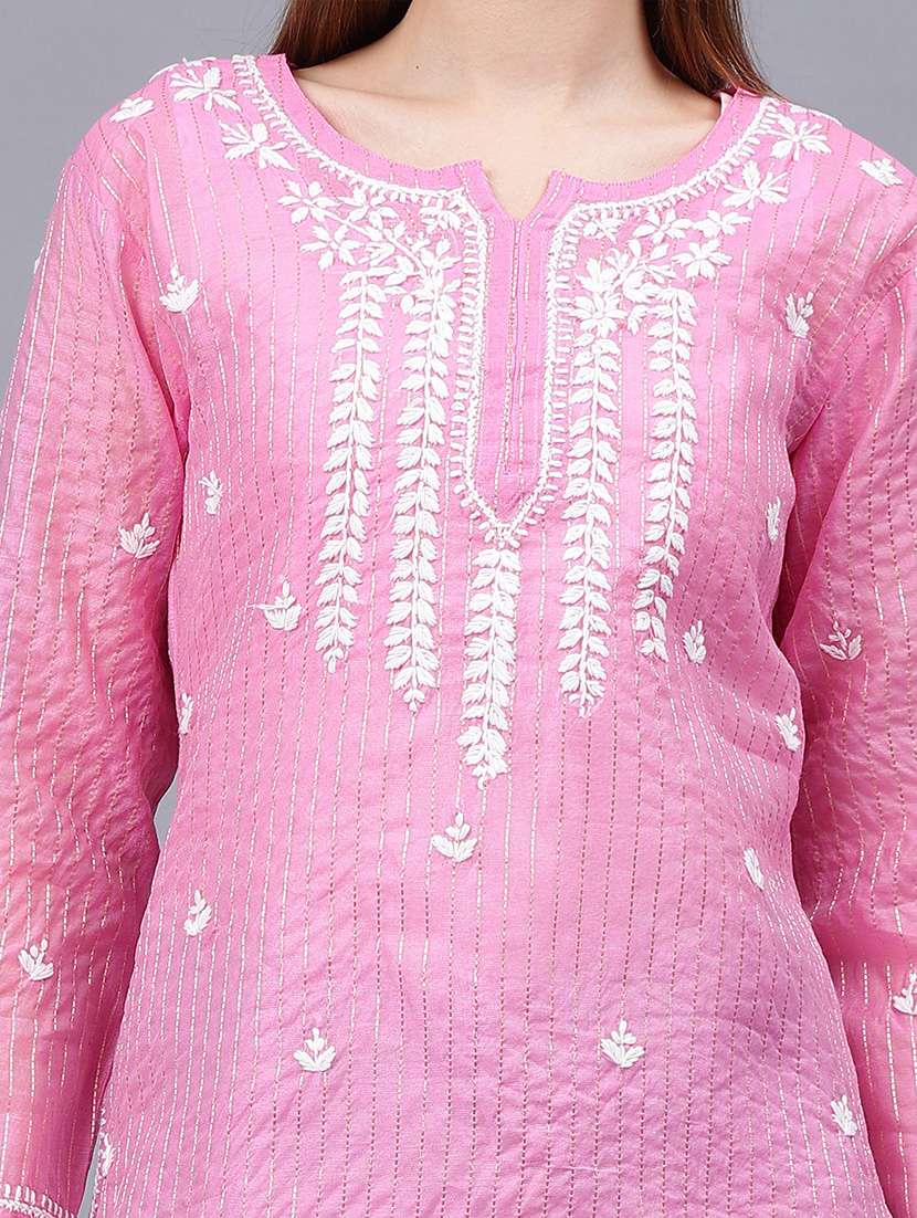 women chikankari straight kurti - 21531750 - Standard Image - 7