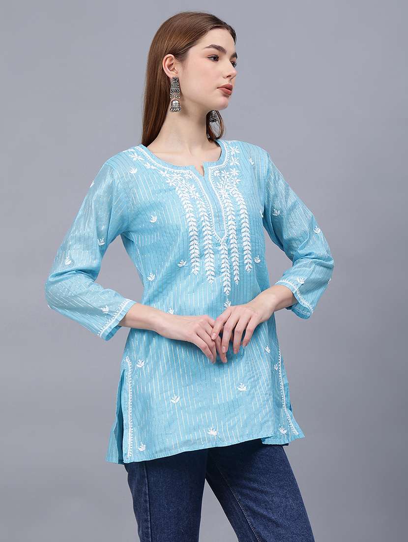 women chikankari straight kurti - 21531751 - Standard Image - 2