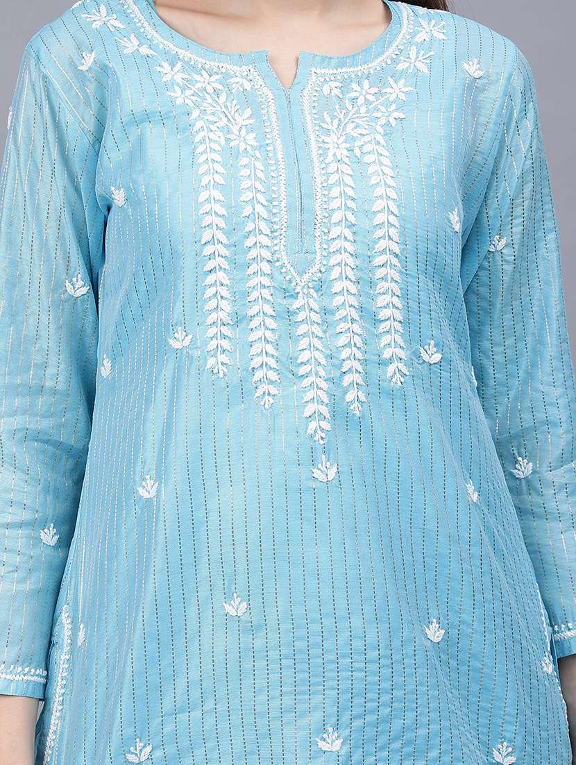 women chikankari straight kurti - 21531751 - Standard Image - 7
