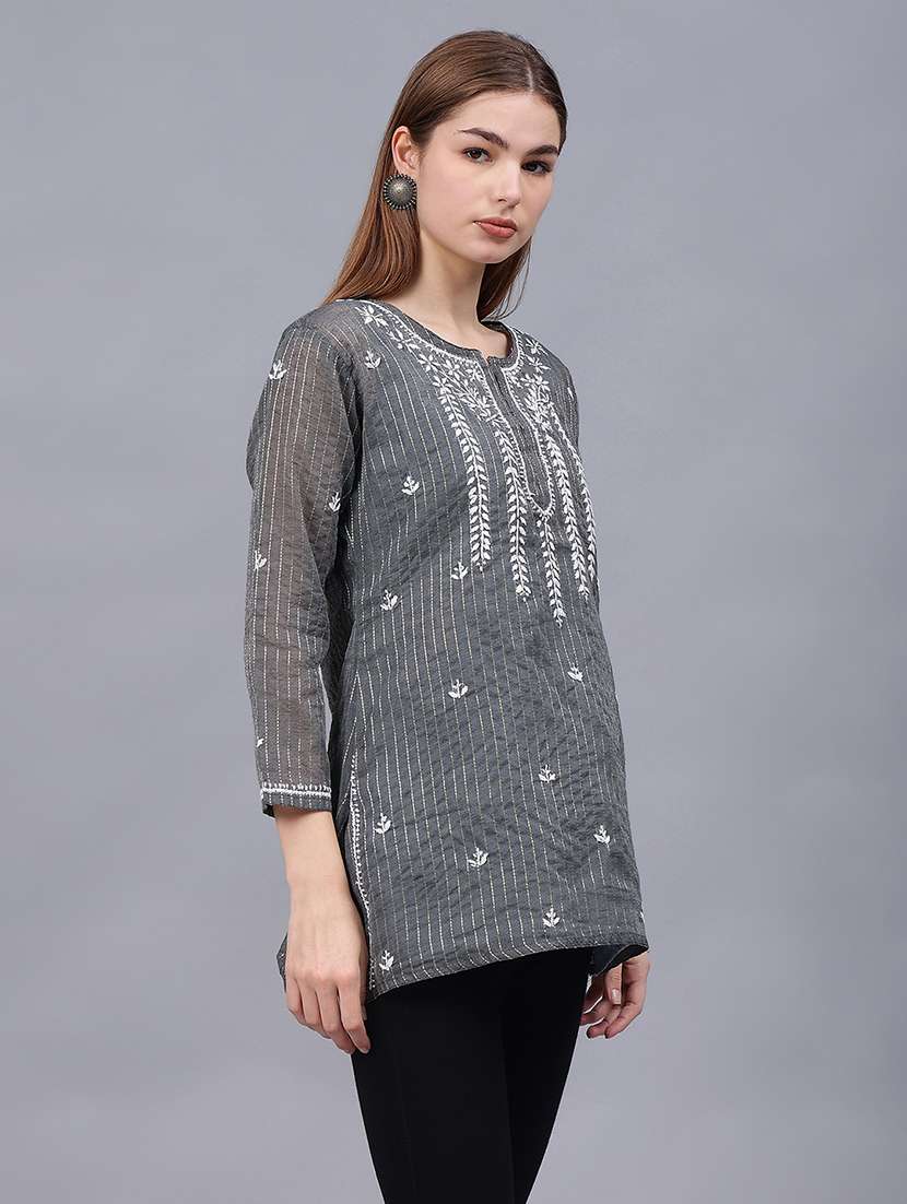 women chikankari straight kurti - 21531752 - Standard Image - 2