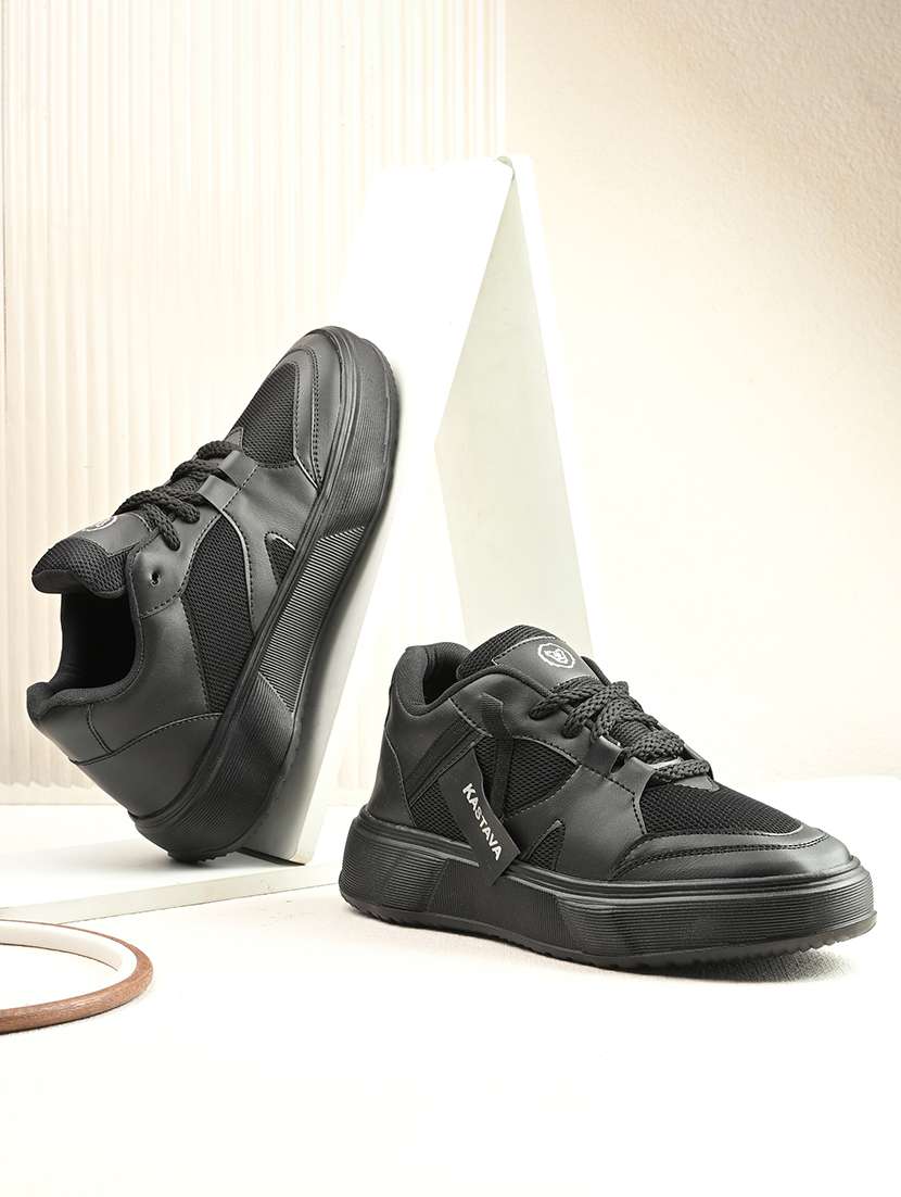 men black lace up casual shoes