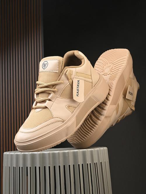men beige lace up casual shoes - 21531769 -  Standard Image - 0