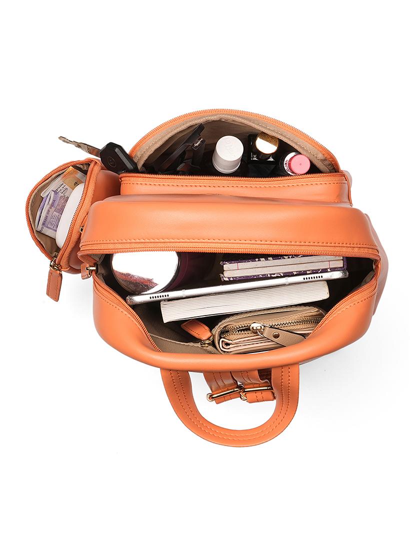 globus women coral vegan leather ergonomic strap small backpack with pouch - 21531771 - Standard Image - 2