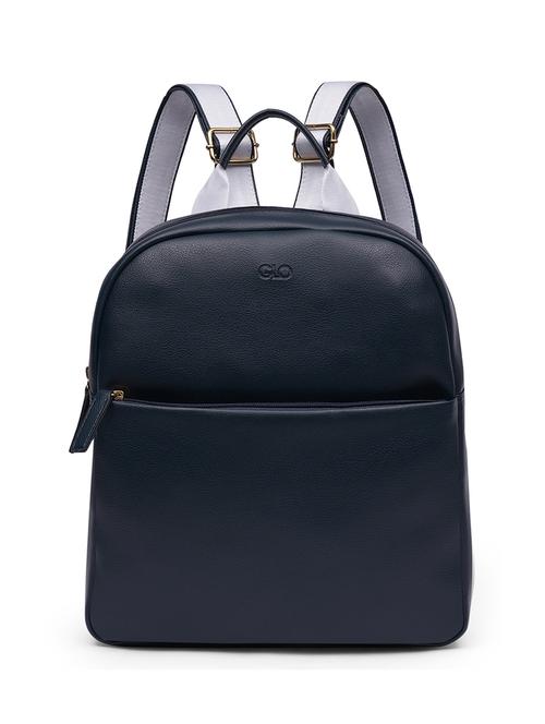 globus women navy blue vegan leather textured medium backpack with up to 13 inch laptop size - 21531773 - Standard Image - 0