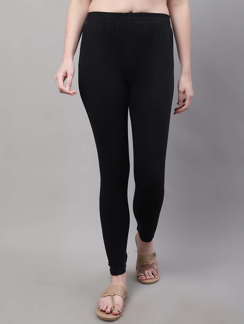 women solid ankle length leggings