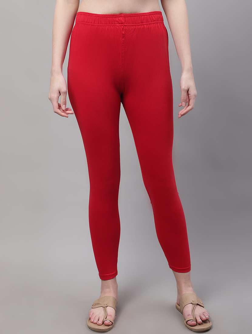 women solid ankle length leggings