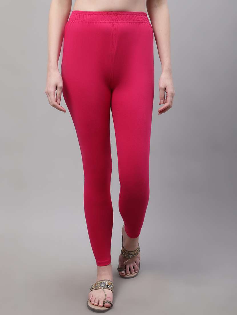 women solid ankle length leggings