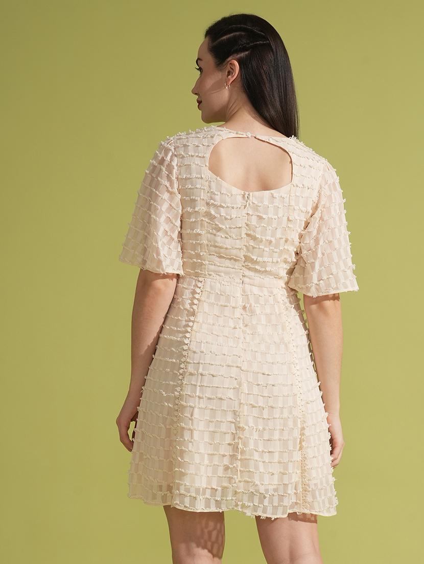 globus women white self design flutter sleeves lace insert a-line mini party dress - 21531923 - Standard Image - 2