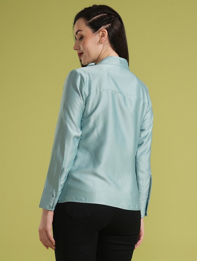 globus women green cowl neck long cuffed sleeves stain party top - 21531933 - Standard Image - 2