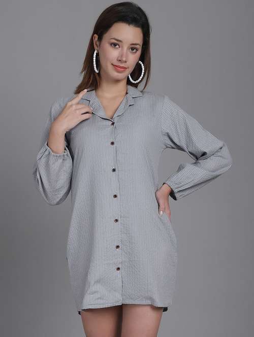 women collared stripes mini shirt dress - 21531951 -  Standard Image - 0