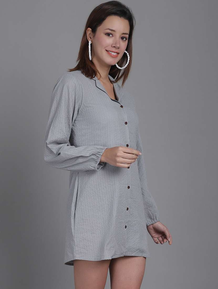 women collared stripes mini shirt dress - 21531951 -  Standard Image - 2