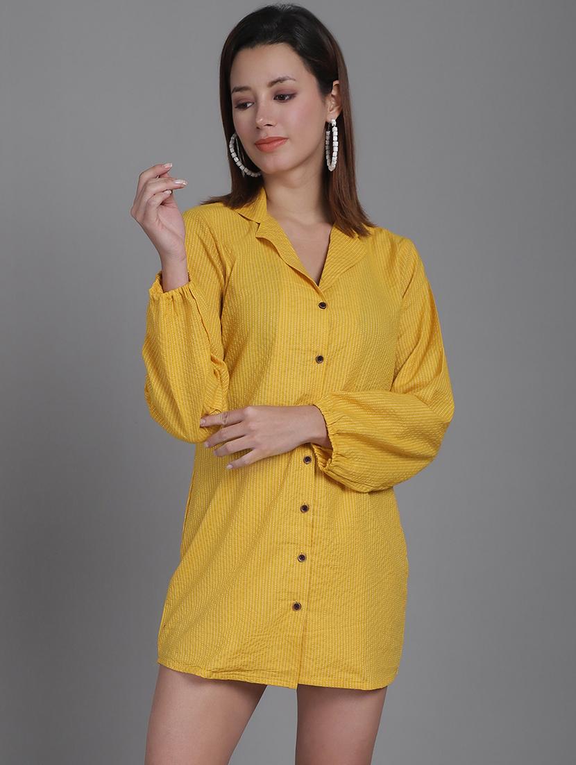 women collared stripes mini shirt dress - 21531952 - Zoom Image - 0