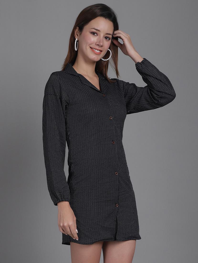 women collared stripes mini shirt dress - 21531954 - Standard Image - 2