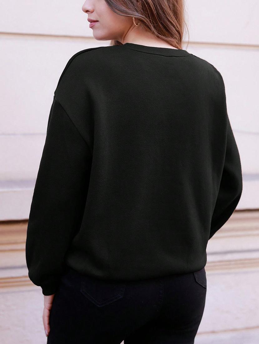 women long sleeve plain sweatshirt - 21531965 - Standard Image - 2