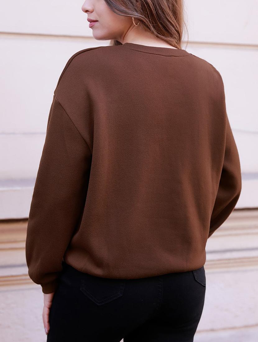 women long sleeve plain sweatshirt - 21531966 - Standard Image - 2