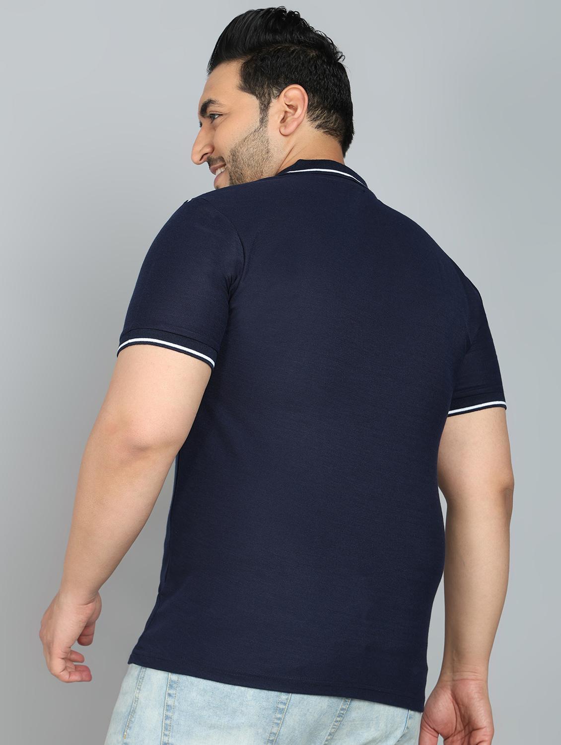 men plus size polo neck plain t-shirt - 21532156 - Standard Image - 2