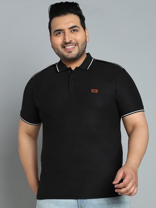 men plus size polo neck plain t-shirt - 21532159 - Standard Image - 0