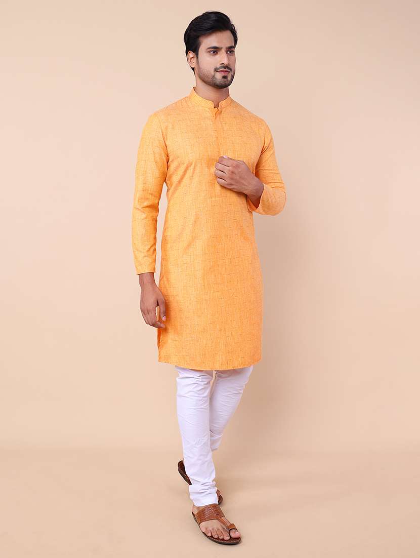 men self design mandarin neck long kurta - 21532190 - Standard Image - 2