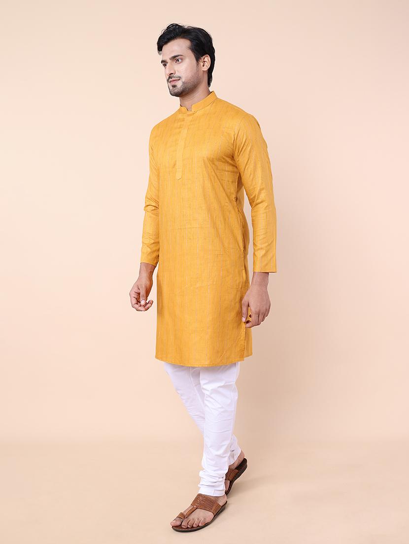 men mandarin neck striped long kurta - 21532192 - Standard Image - 2