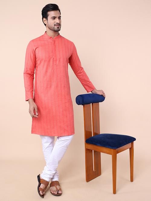 men striped mandarin neck long kurta - 21532199 - Standard Image - 0