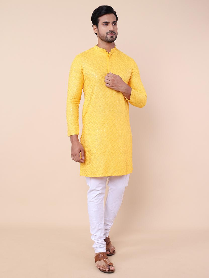 men embroidered mandarin neck kurta - 21532204 - Standard Image - 2