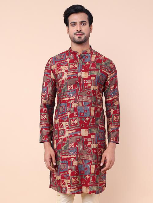 men printed mandarin neck kurta  - 21532210 -  Standard Image - 0