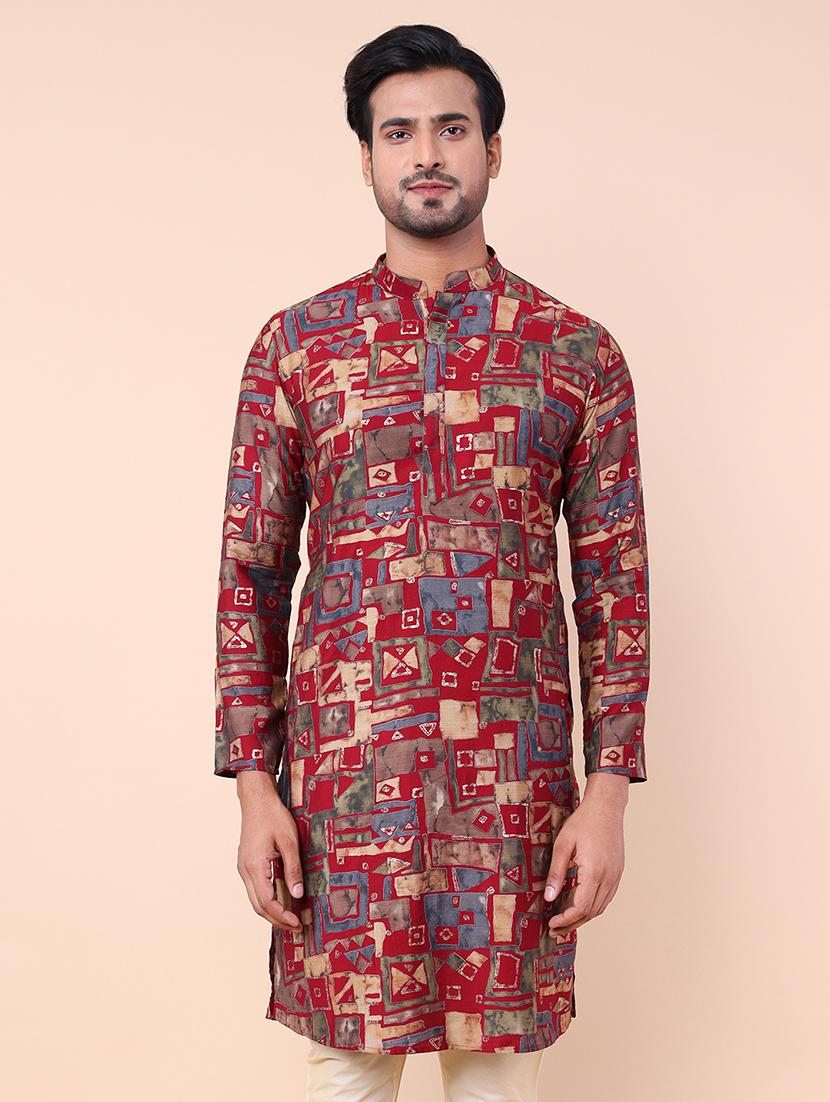 men printed mandarin neck kurta  - 21532210 -  Zoom Image - 0