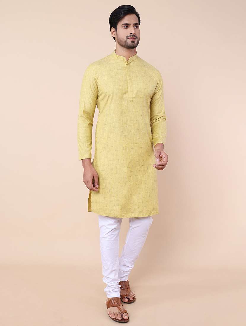 men self design mandarin neck kurta - 21532228 - Standard Image - 2
