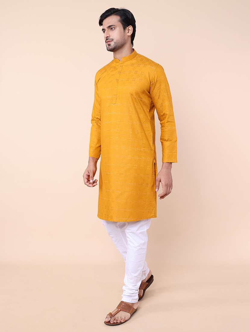 men self design mandarin neck kurta - 21532230 - Standard Image - 2