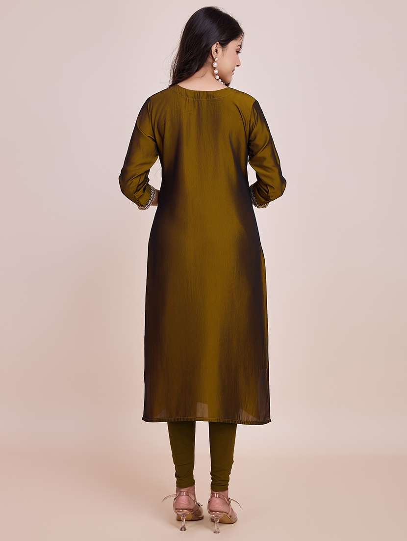 women self design round neck straight kurta - 21532233 - Standard Image - 2