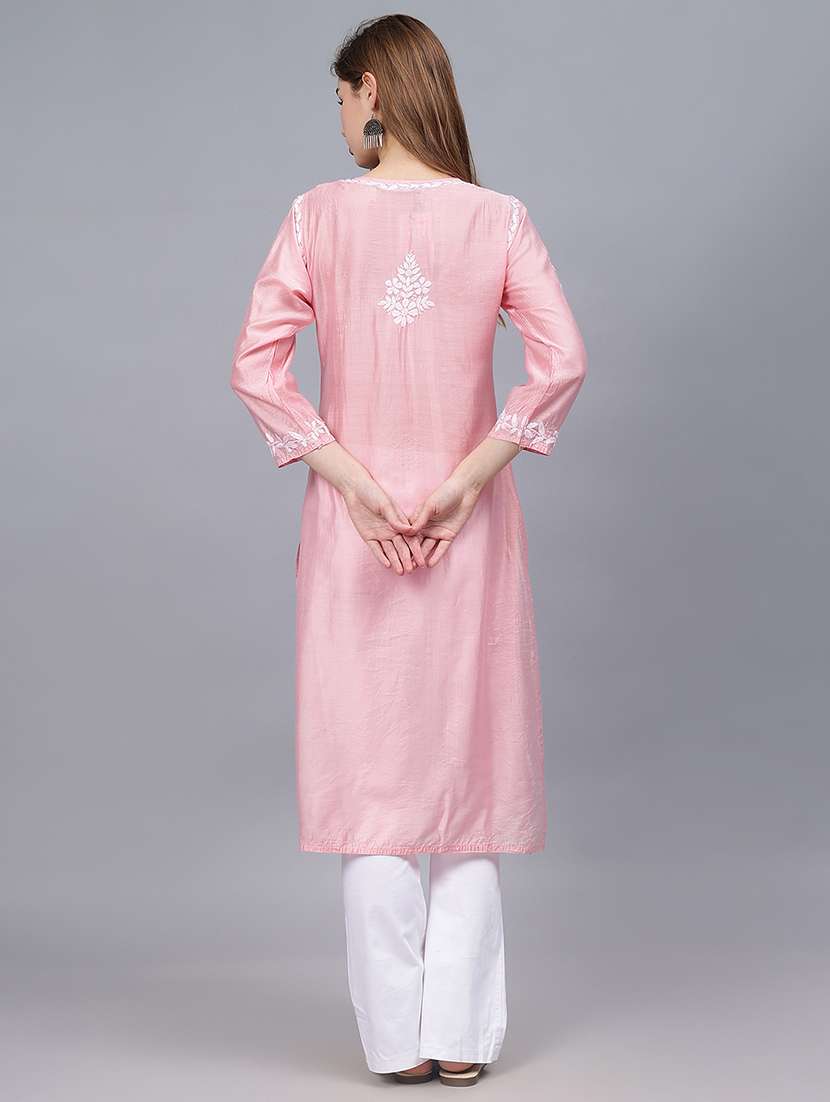 women three quarter sleeves chikankari kurta - 21532284 -  Standard Image - 2