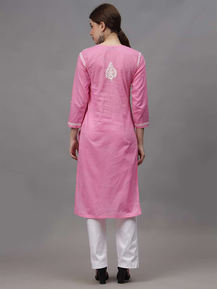women three quarter sleeves chikankari kurta - 21532339 -  Standard Image - 2