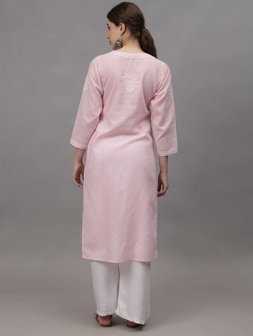 women three quarter sleeves chikankari kurta - 21532358 -  Standard Image - 2