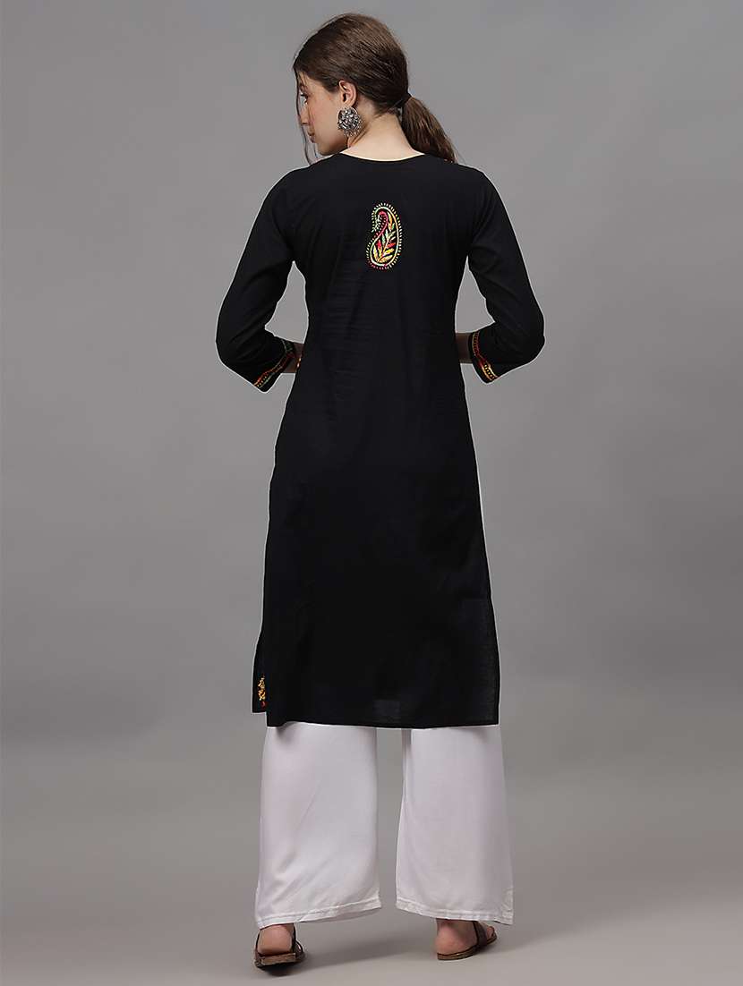 women three quarter sleeves chikankari kurta - 21532366 -  Standard Image - 2